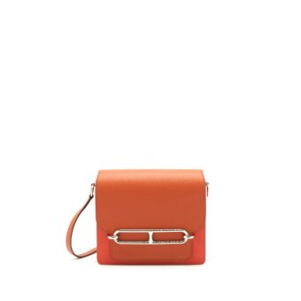 Hermes Mini Roulis EverColor Bicolor Capucine/Terre Battue SHW Stamp Z