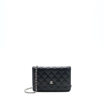 Chanel Classic Wallet On Chain Lambskin Black SHW