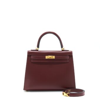 Hermes Kelly 25 Special Order Sombrero Rouge H Brushed GHW Stamp Y