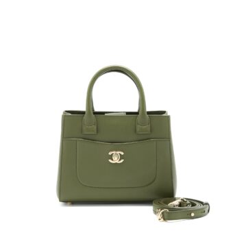 Chanel Small Top Handle Tote Calfskin Green LGHW