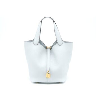 Hermes Picotin 22 Clemence Bleu Pale GHW Stamp U
