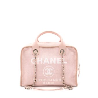Chanel Deauville Bowling Bag Canvas/Leather Light Pink SHW