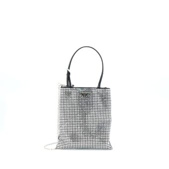 Prada Crystal Satin Handbag With Crystal Black SHW