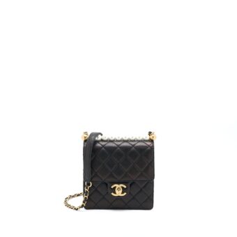 Chanel Vertical Pearl Flap Bag Goatskin Black GHW