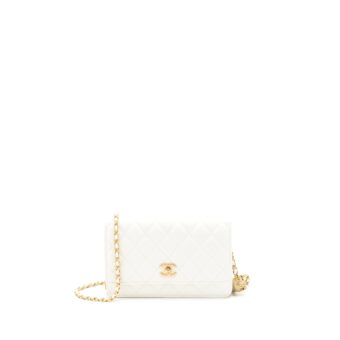 Chanel Pearl Crush Wallet On Chain Lambskin White GHW (Microchip)