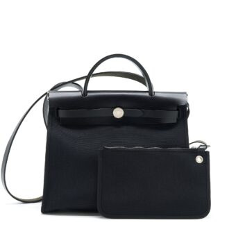 Hermes Herbag Zip 31 Bag Canvas Black SHW Stamp T