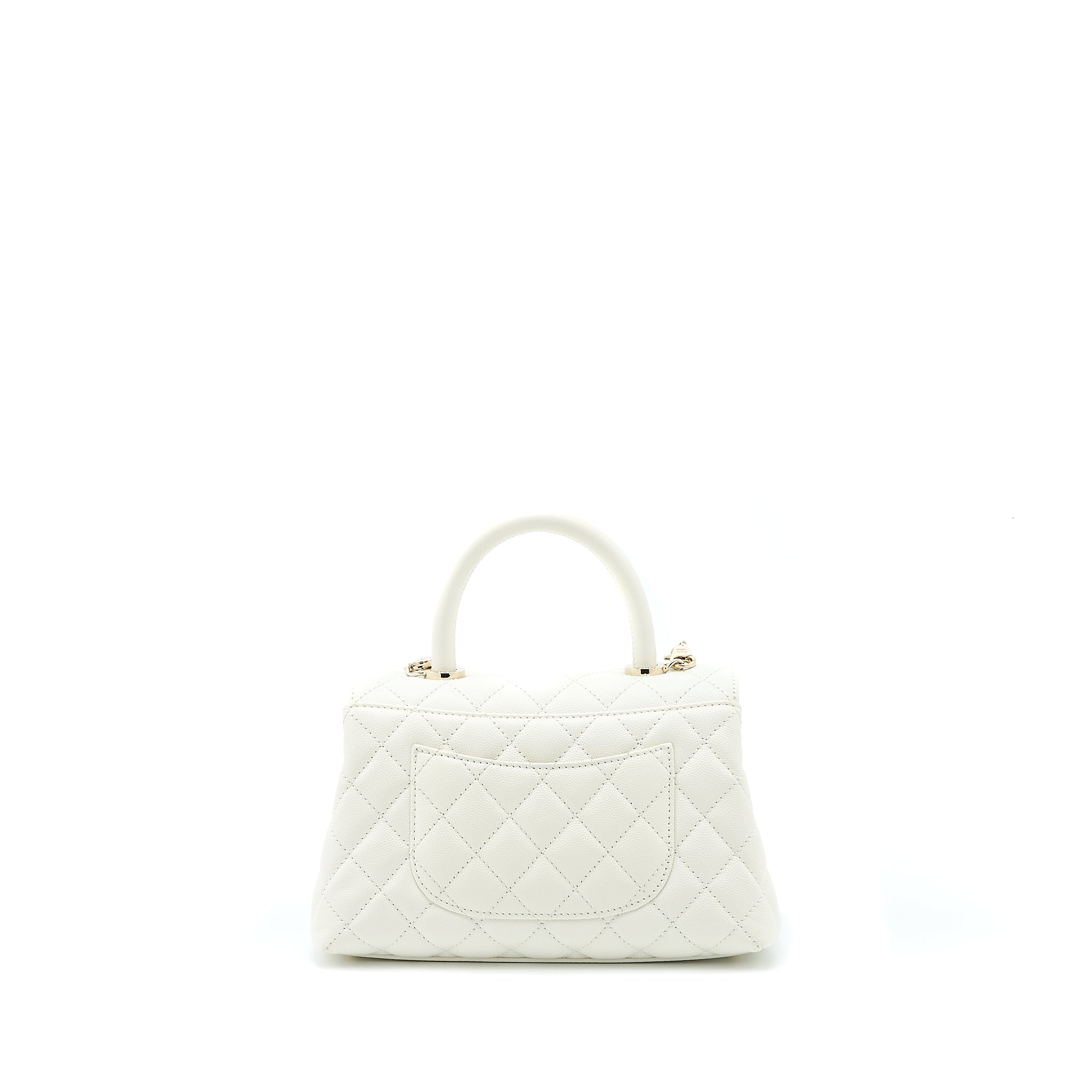 Chanel Small Coco Handle Caviar White LGHW (Microchip) - Image 2