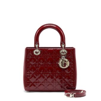 Dior Medium Lady Dior Patent Red SHW