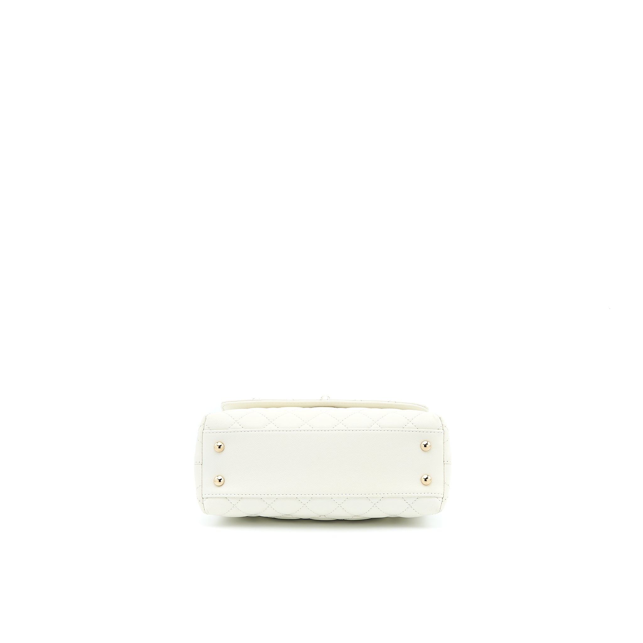 Chanel Small Coco Handle Caviar White LGHW (Microchip) - Image 5