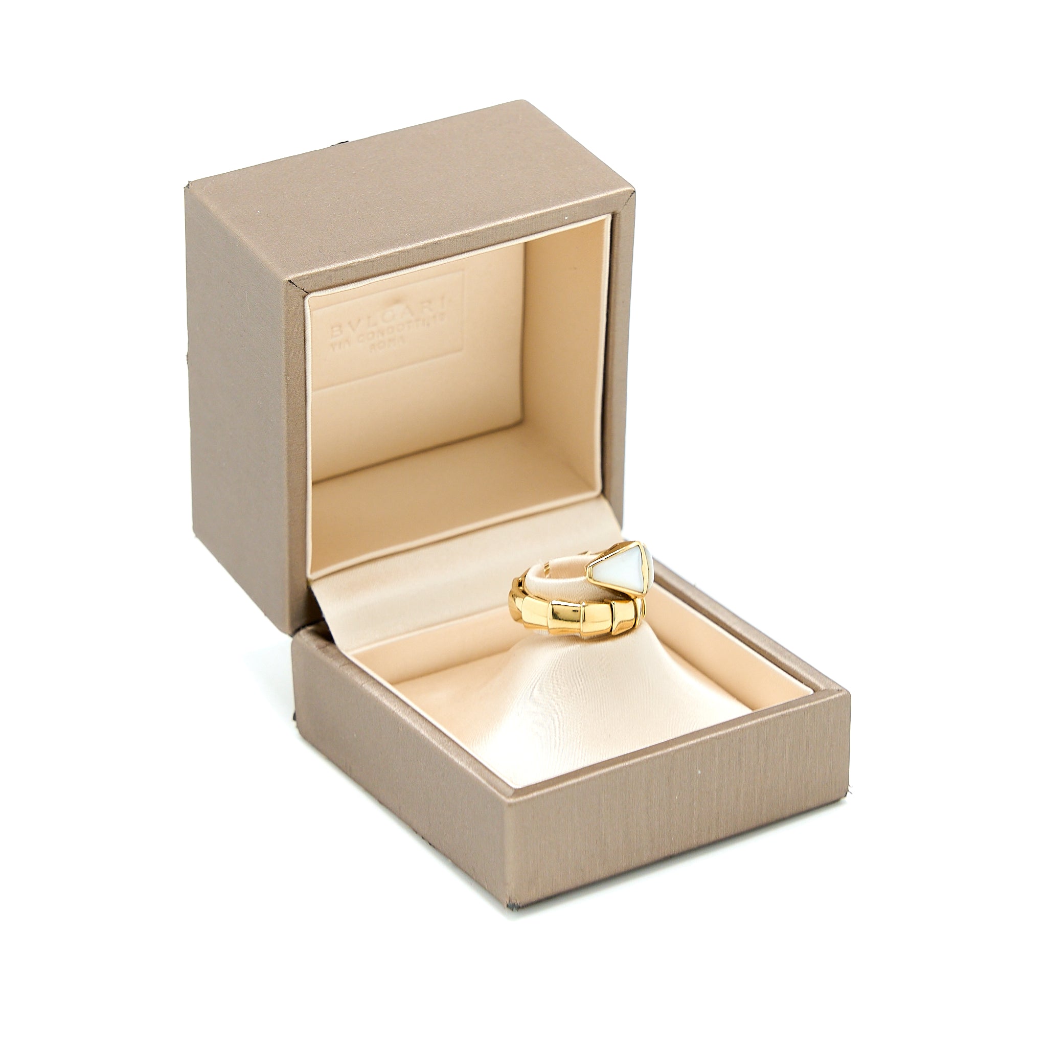 Bvlgari Size S Serpenti Viper Ring Mother Of Pearl Yellow Gold - Image 2