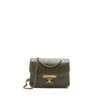 Chanel Messenger Flap Bag Lambskin Olive Green Ruthenium GHW