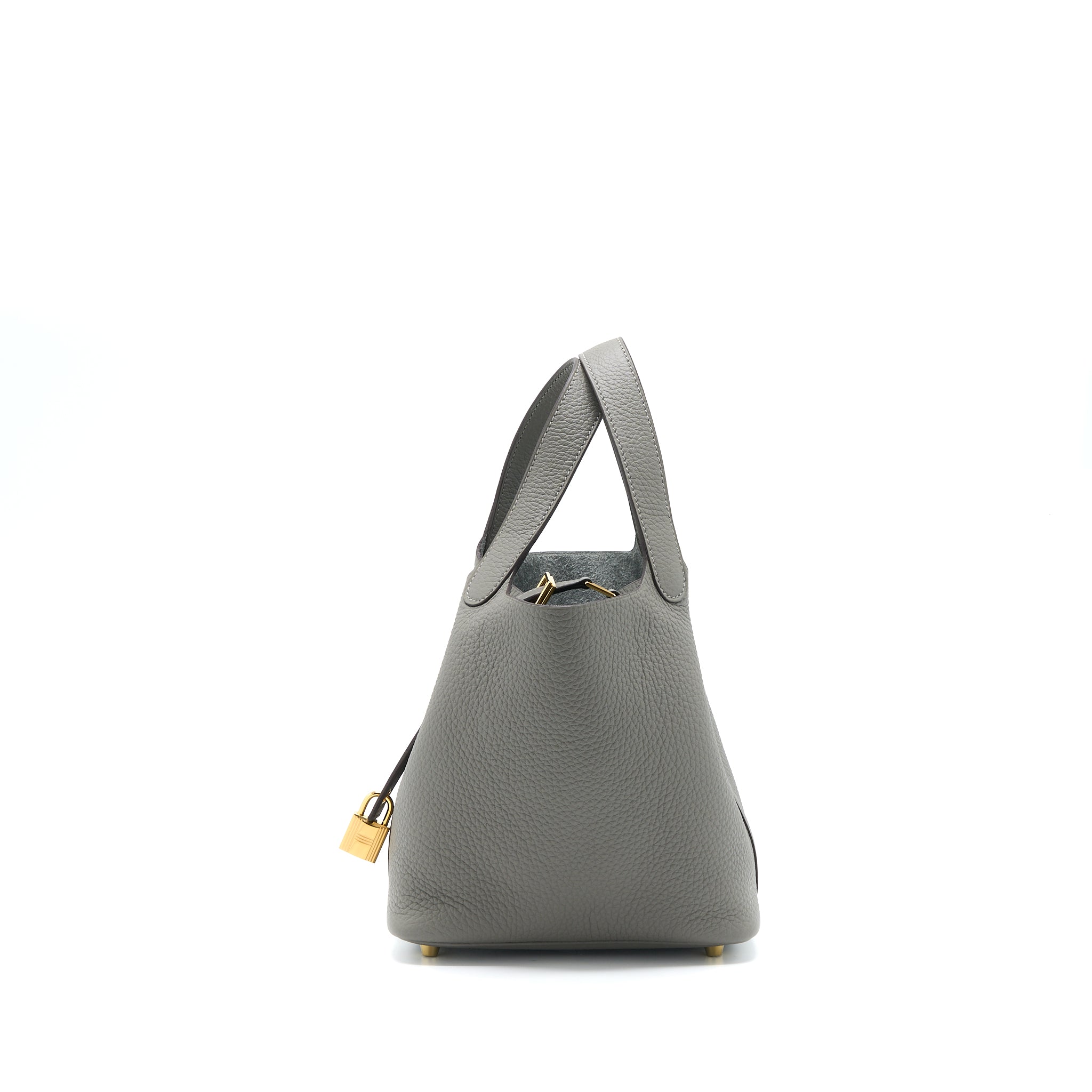 Hermes Picotin 18 Lock Bag Clemence 0L Gris Meyer GHW Stamp U - Image 3