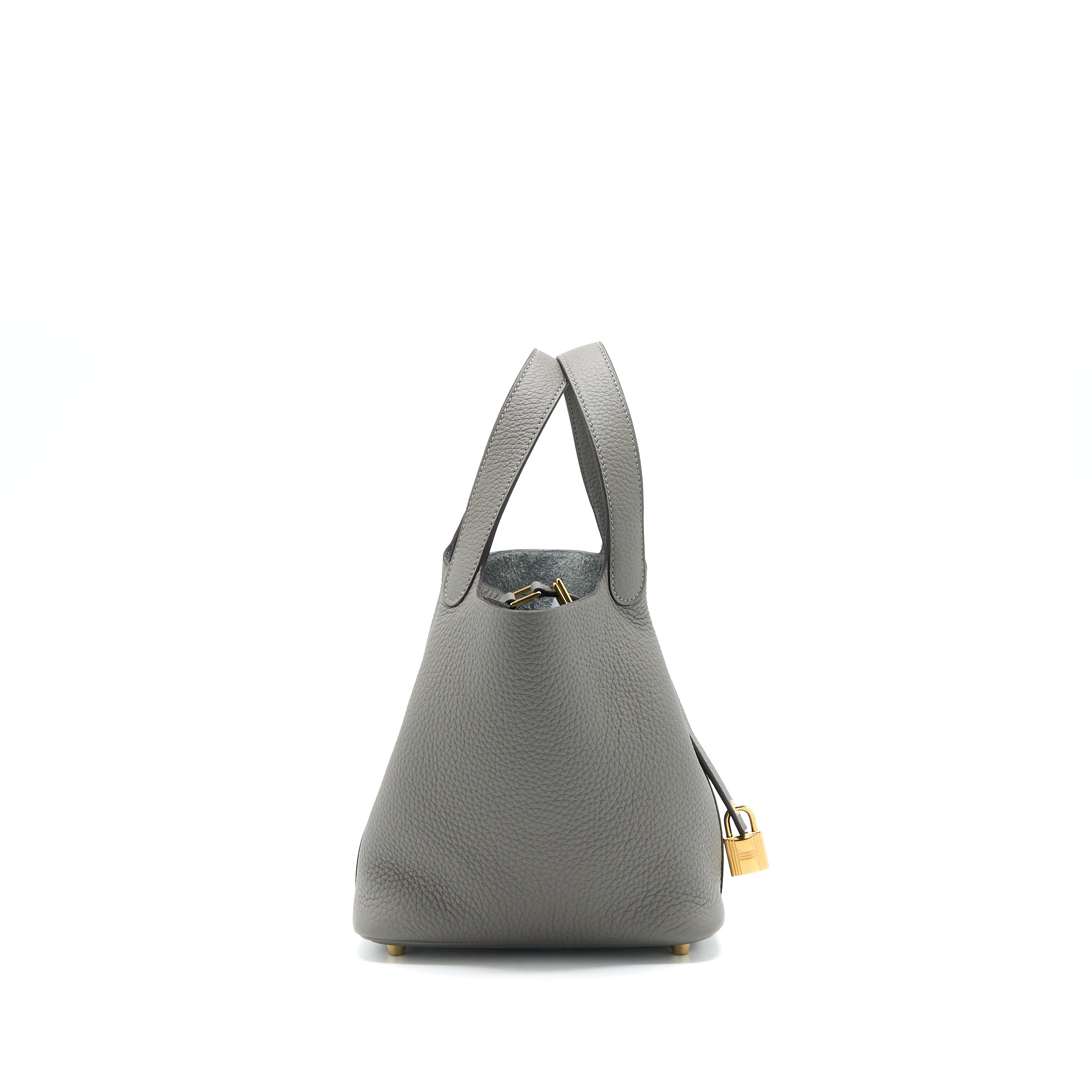 Hermes Picotin 18 Lock Bag Clemence 0L Gris Meyer GHW Stamp U - Image 4