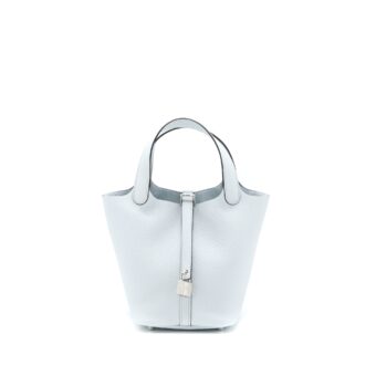 Hermes Picotin 18 Lock Bag Clemence Blue Pale SHW Stamp U