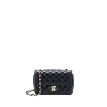 Chanel Mini Rectangular Flap Bag Lambskin Black LGHW