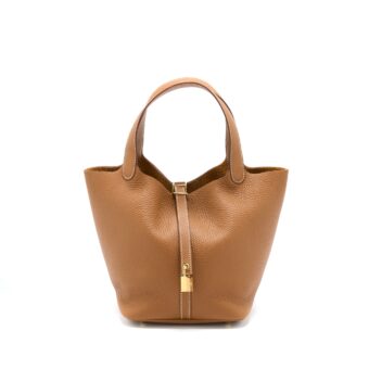 Hermes Picotin 22 Lock Bag Clemence Gold GHW Stamp U