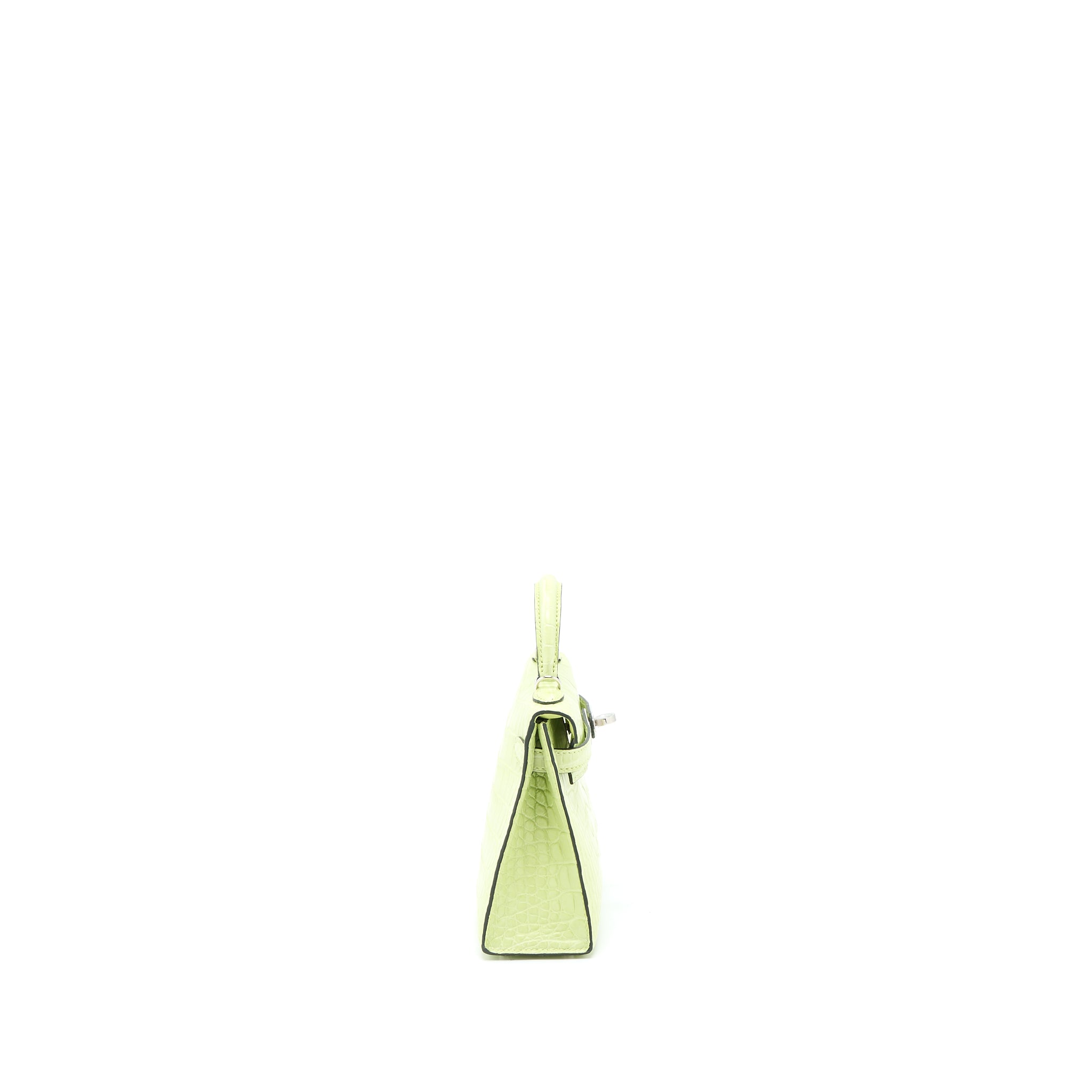Hermes Mini Kelly II Alligator Mississippiensis R9 Jaune Bourgeon SHW Stamp Y - Image 3