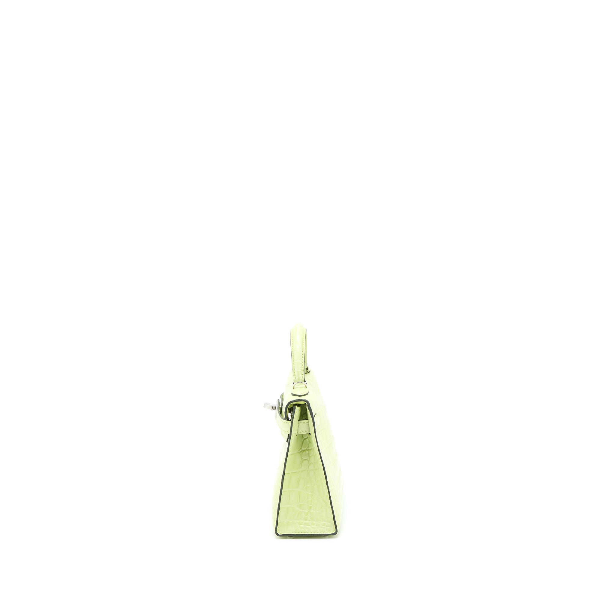 Hermes Mini Kelly II Alligator Mississippiensis R9 Jaune Bourgeon SHW Stamp Y - Image 4
