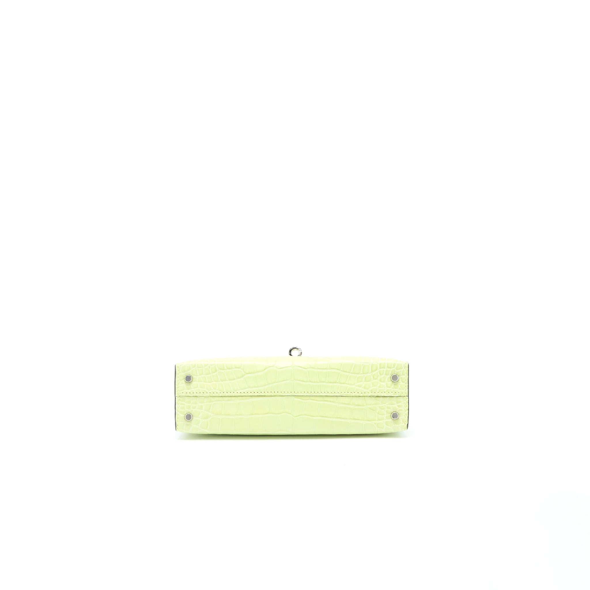 Hermes Mini Kelly II Alligator Mississippiensis R9 Jaune Bourgeon SHW Stamp Y - Image 5