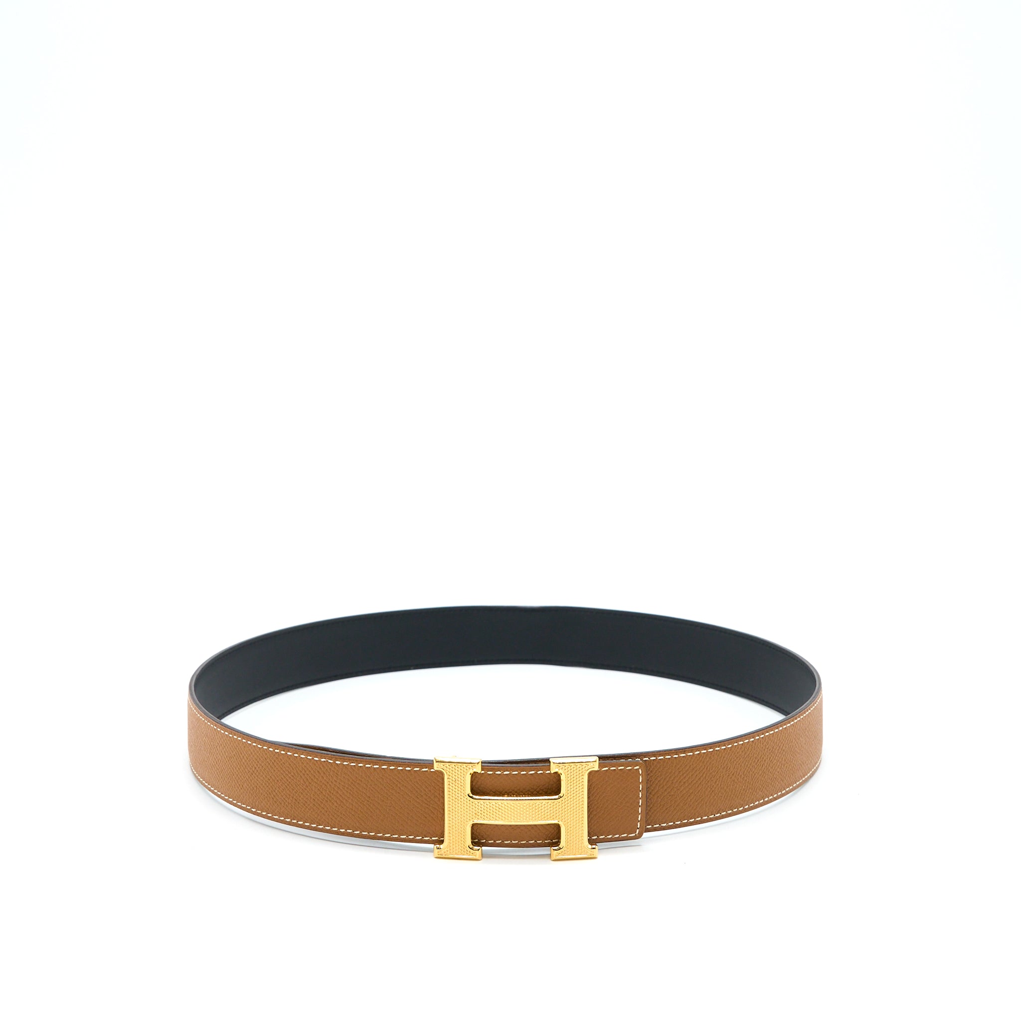 Hermes Size 85 Double Side H Belt 32MM Swift/Epsom Black GHW Stamp T