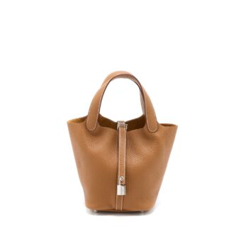 Hermes Picotin 18 Lock Bag Clemence Gold SHW Stamp U