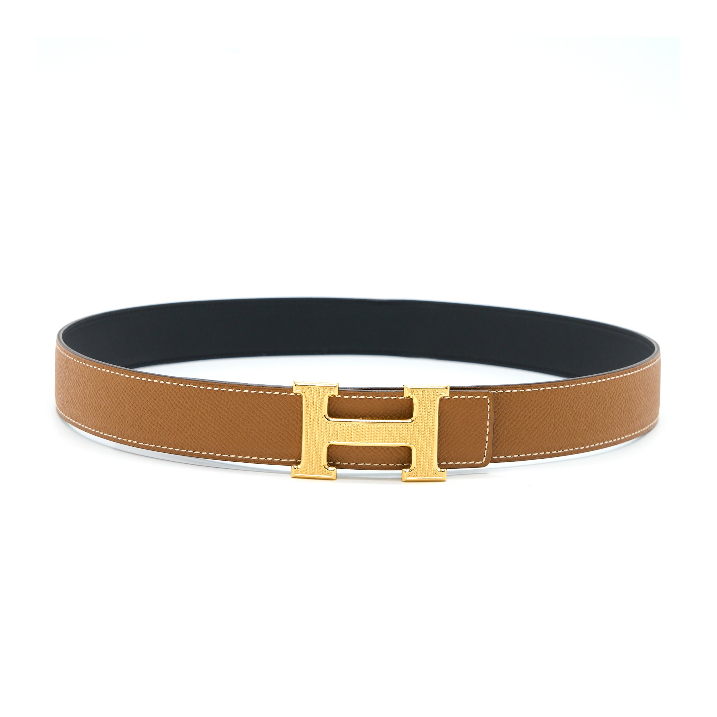Hermes Size 85 Double Side H Belt 32MM Swift/Epsom Black GHW Stamp T - Image 2