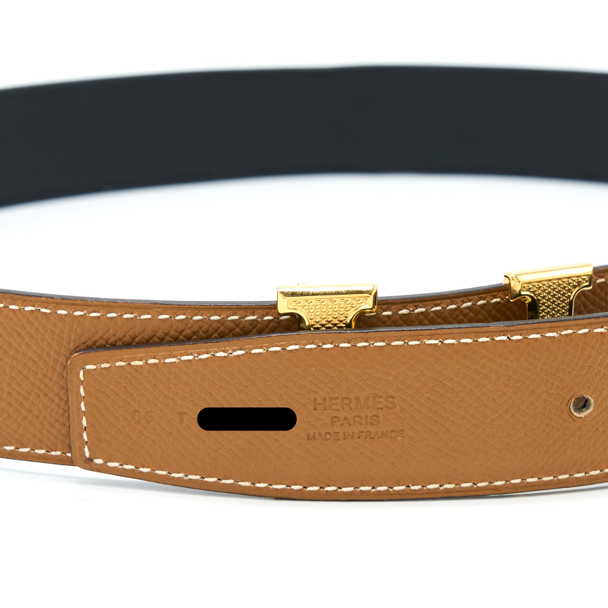 Hermes Size 85 Double Side H Belt 32MM Swift/Epsom Black GHW Stamp T - Image 5