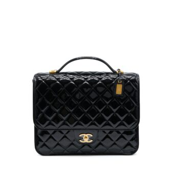 Chanel 22K Large Backpack Patent Black Brushed GHW (Microchip)