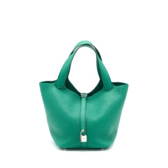Hermes Picotin 22 Lock Bag Clemence U4 Vert Vertigo SHW Stamp D