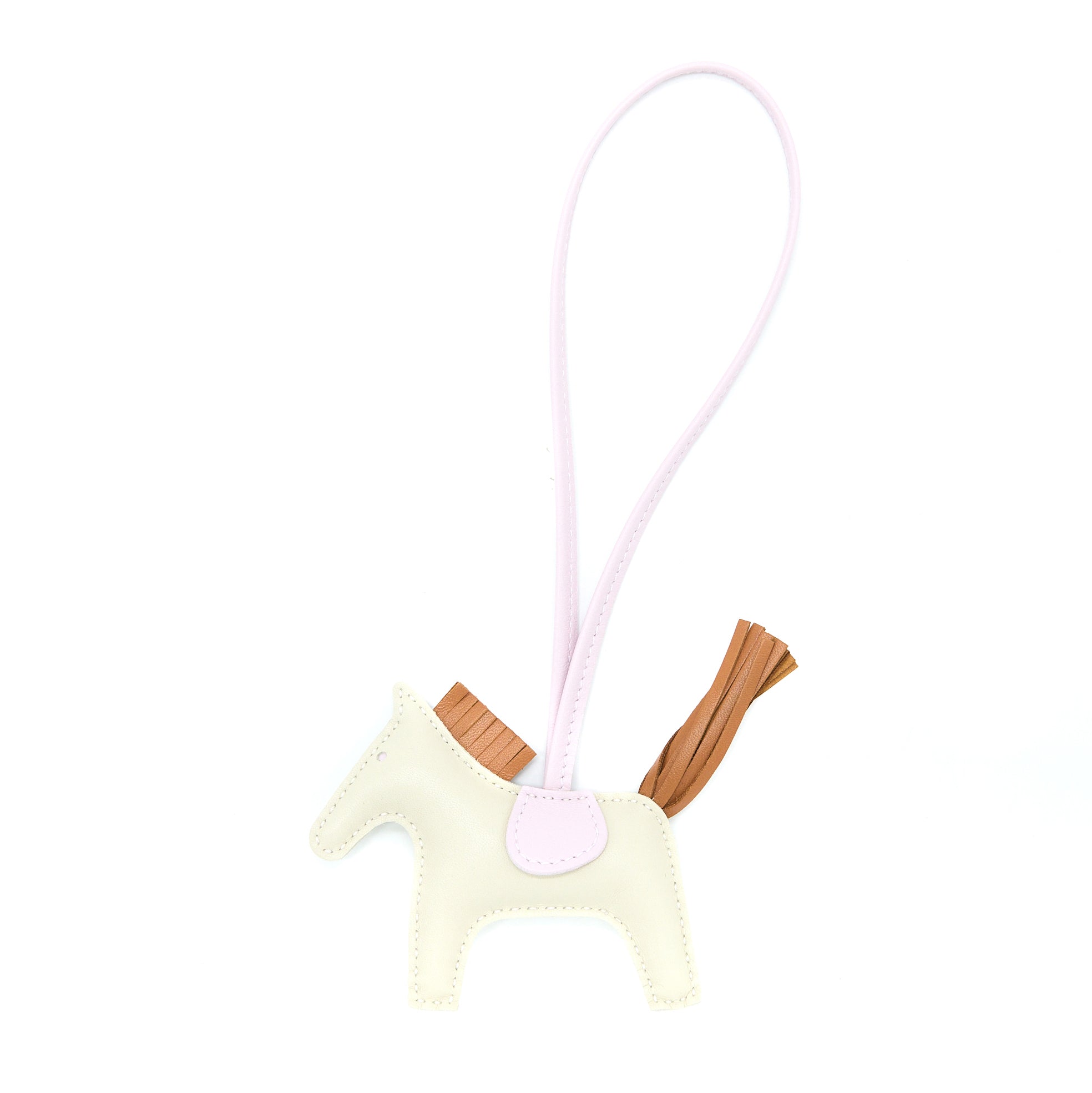 Hermes Rodeo PM Bag Charm Craie/Mauve Pale/Gold Stamp U
