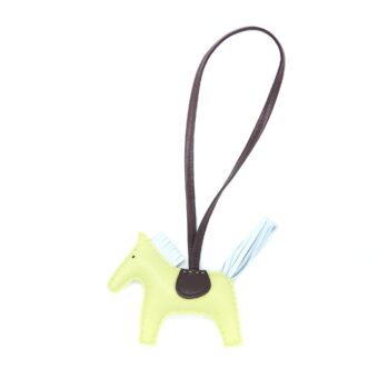 Hermes Rodeo PM Bag Charm Jaune Bourge/Blue Brume/Rough Sellier Stamp U