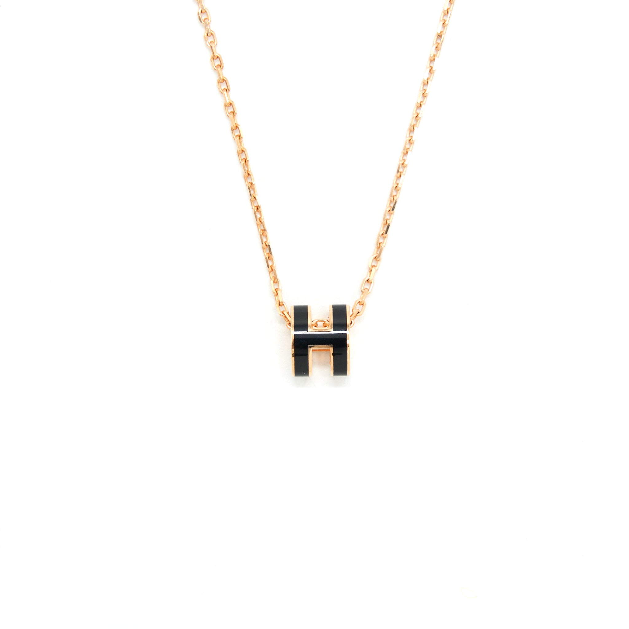 Hermes mini Pop h necklace black RGHW 3
