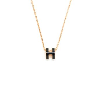 Hermes Mini Pop H Pendant Black RGHW
