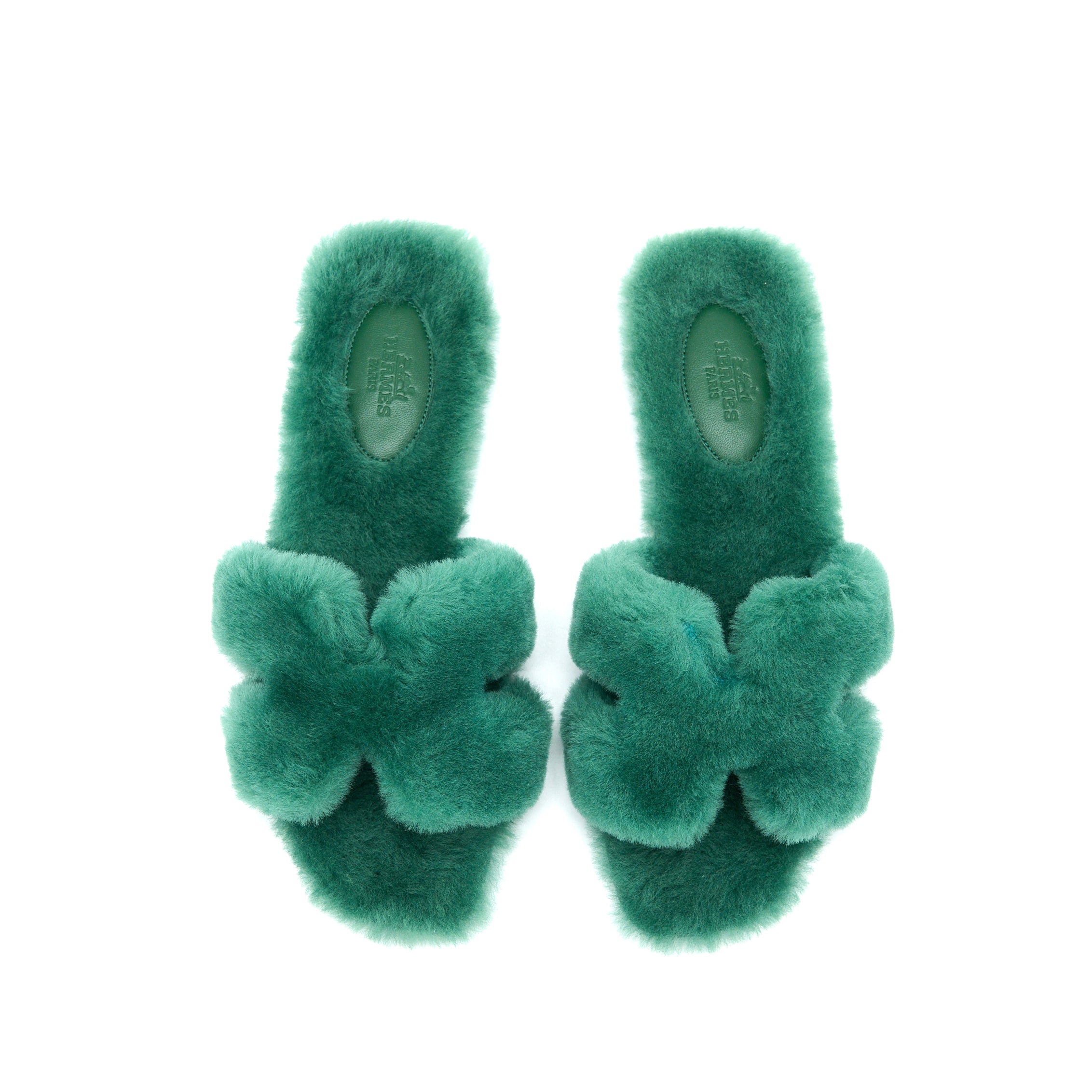 Hermes Size 38 Sandal Oran Peau Green - Image 3