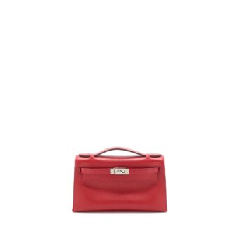 Hermes Kelly Pochette Epsom Q5 Rouge Casaque SHW Stamp X