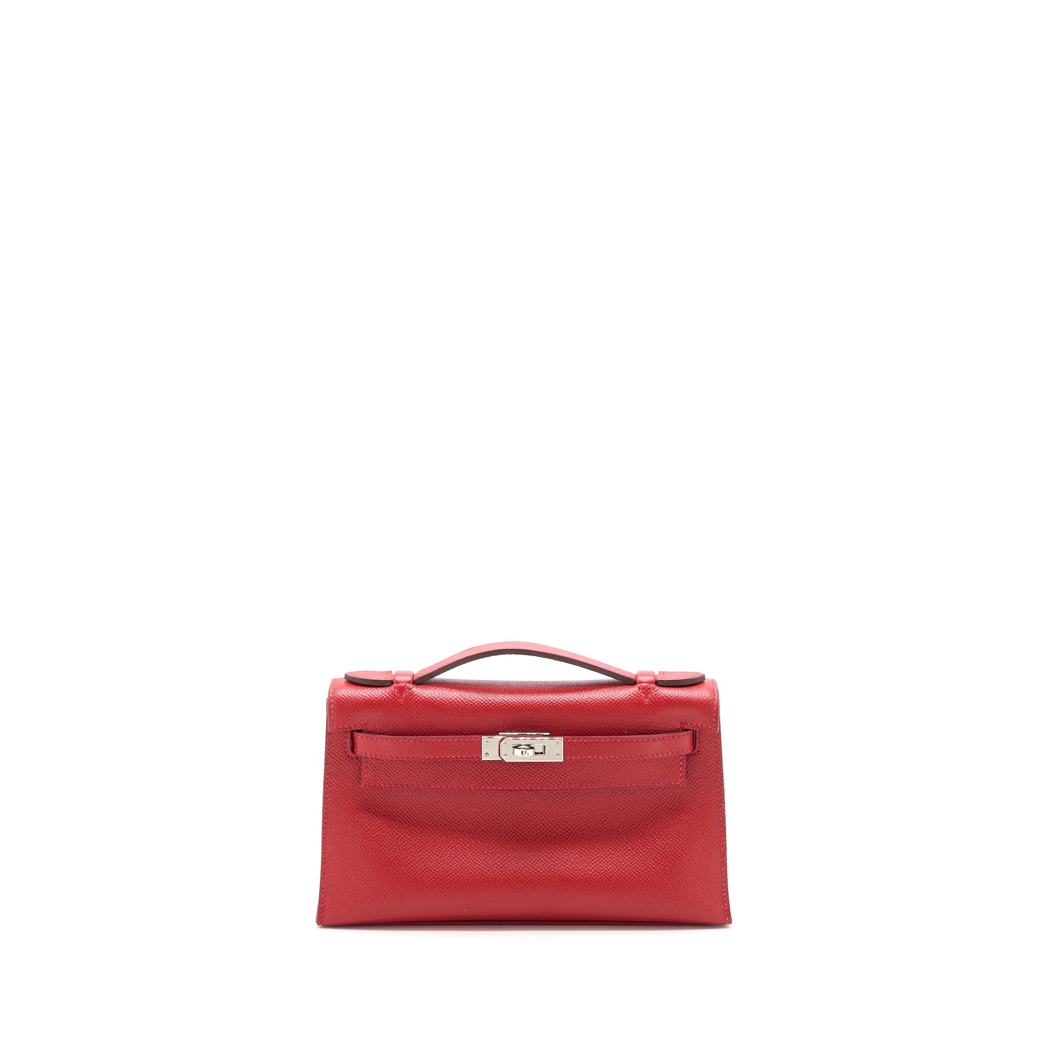 Hermes Kelly Pochette Epsom Q5 Rouge Casaque SHW Stamp X