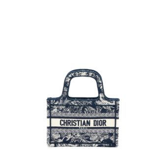 Dior Mini Book Tote Limited Edition Blue Toile De Jouy Reverse Embroidery