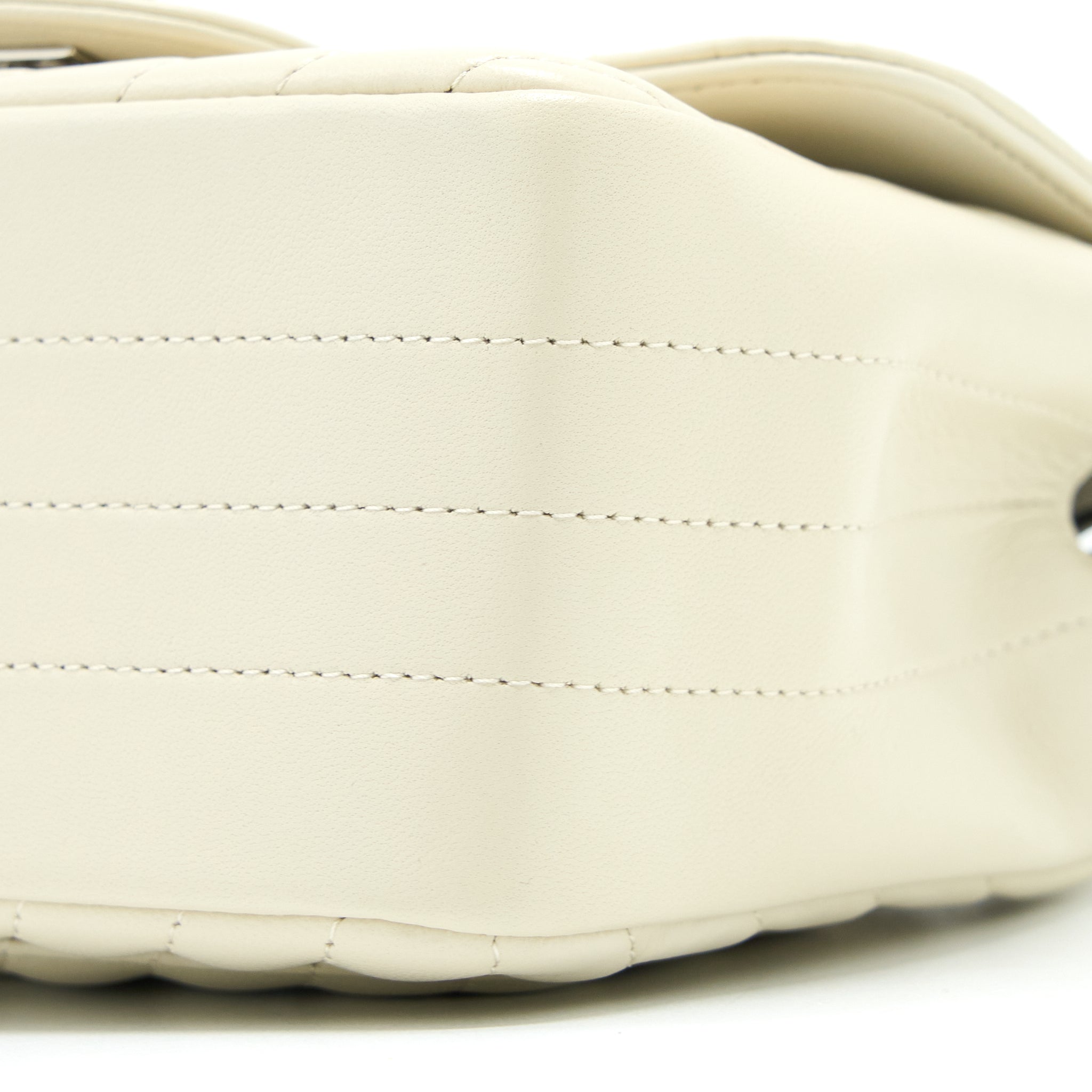 Chanel 21c Mini Square Flap Bag Chevron Lambskin Beige SHW - Image 9