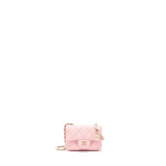 Chanel 22P Mini Flap Belt Bag/Card Holder Caviar Light Pink LGHW