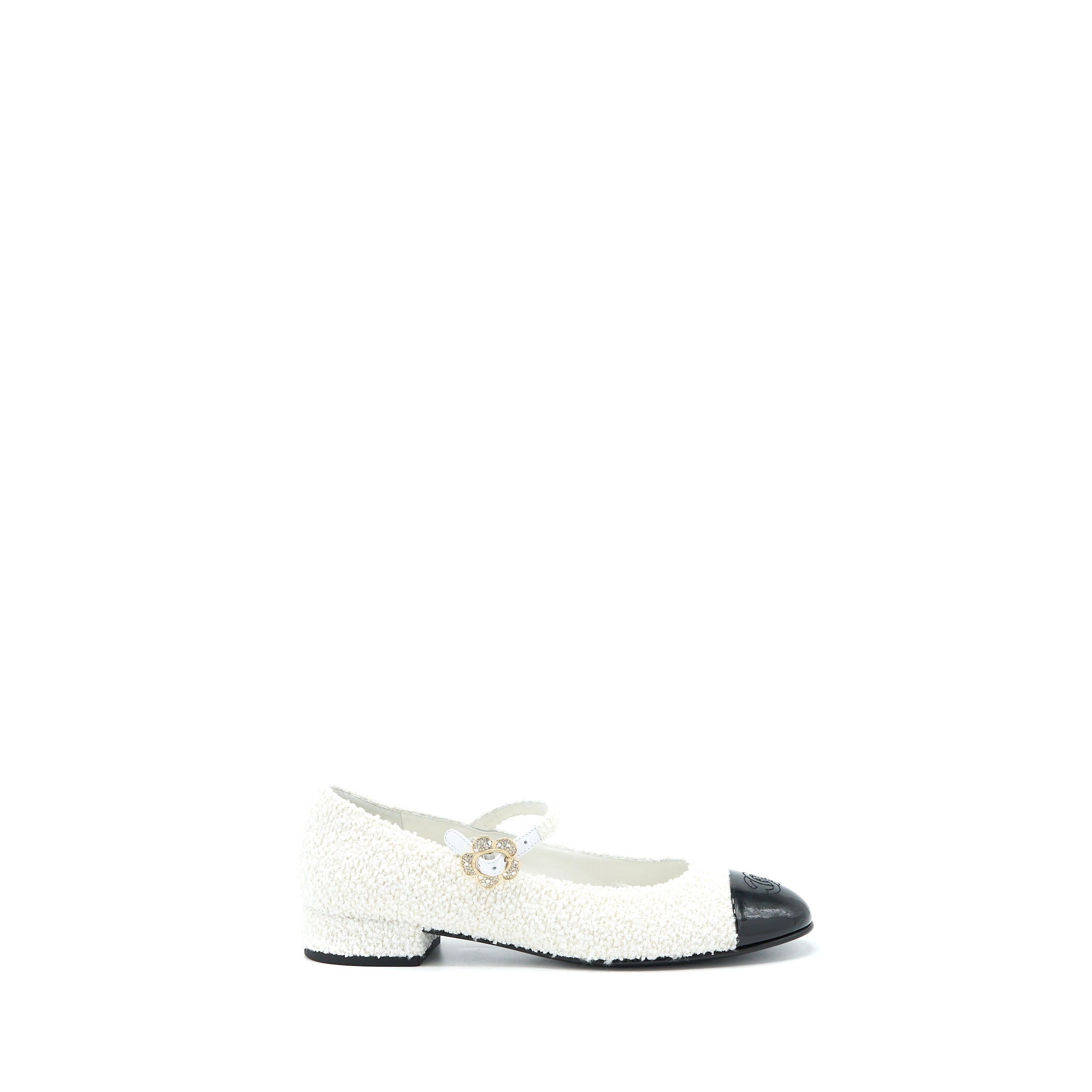 Chanel Size 39 23C Flat Shoes Fabric/Patent Black/White - Image 6