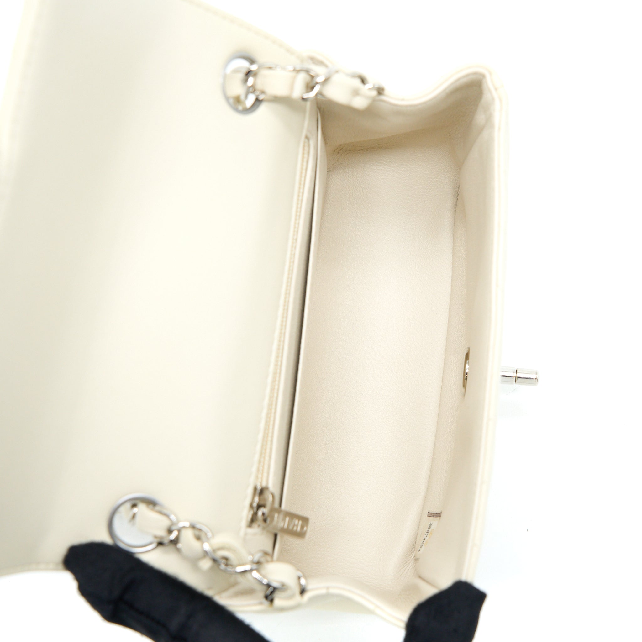 Chanel 21c Mini Square Flap Bag Chevron Lambskin Beige SHW - Image 6
