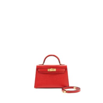 Hermes Mini Kelly Ⅱ Sellier Chevre S3 Rouge De Coeur GHW Stamp Y
