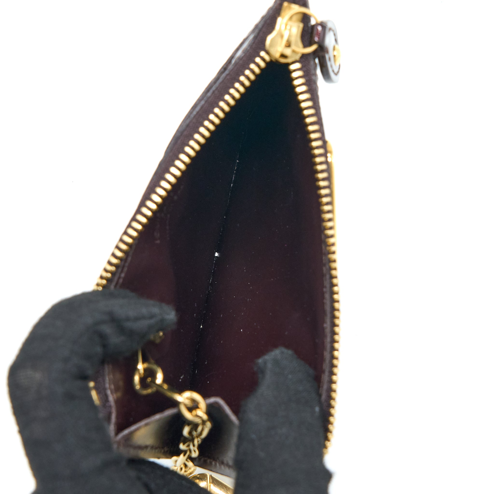 Louis Vuitton Zippy Pouch with Key Chain Patent Dark Red GHW - Image 3