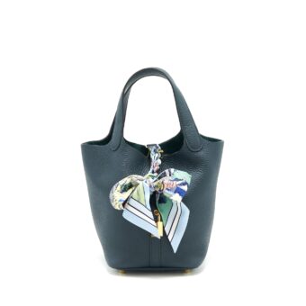 Hermes picotin 18 Lock Bag Vert Cypres GHW stamp Z with an extra twilly