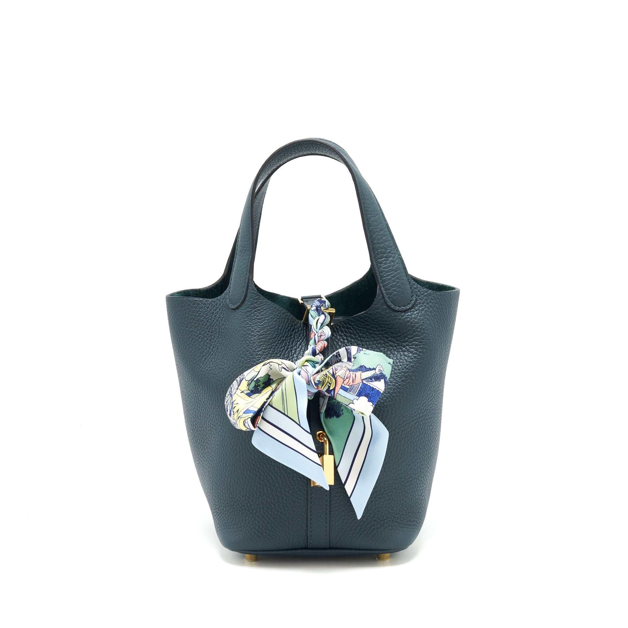 Hermes picotin 18 Lock Bag Vert Cypres GHW stamp Z with an extra twilly