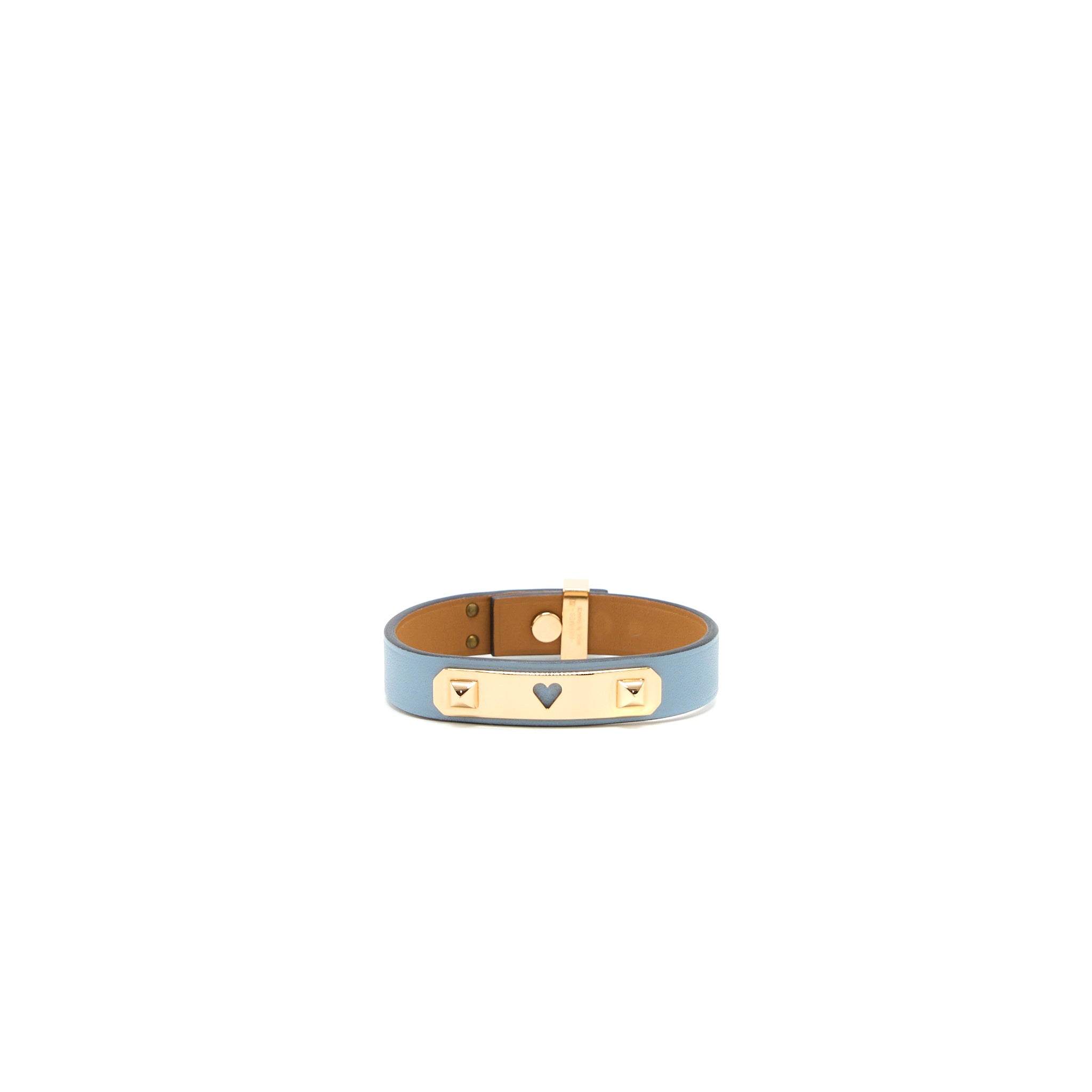 Hermes Size T2 As De Coeur Bracelet Swift Blue Lin Rose Gold Tone - Image 2