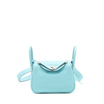 Hermes mini Lindy swift leather 3P Blue Atoll SHW Stamp Y