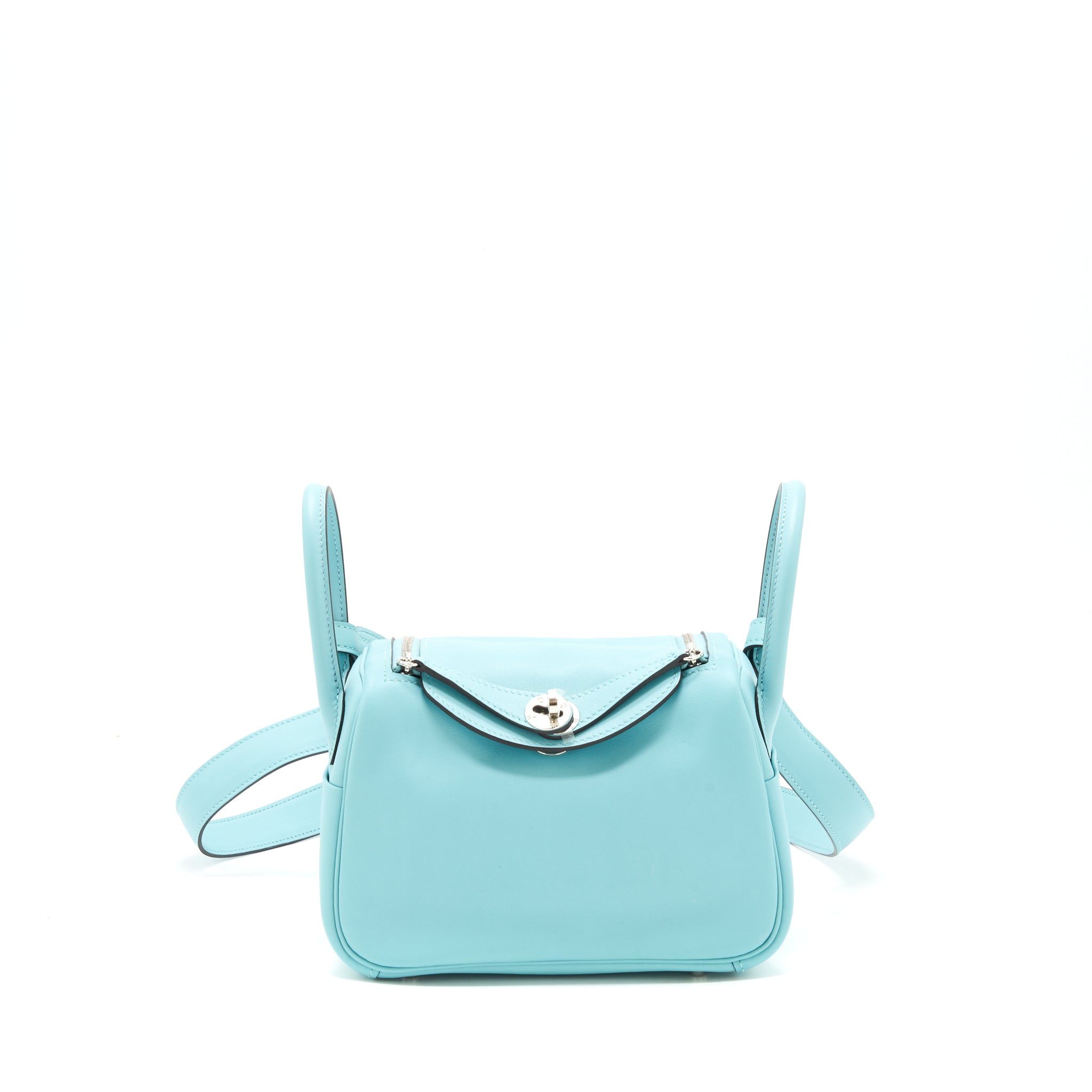 Hermes mini Lindy swift leather 3P Blue Atoll SHW Stamp Y