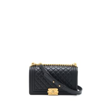 Chanel Medium Boy Bag Calfskin Black Brushed GHW