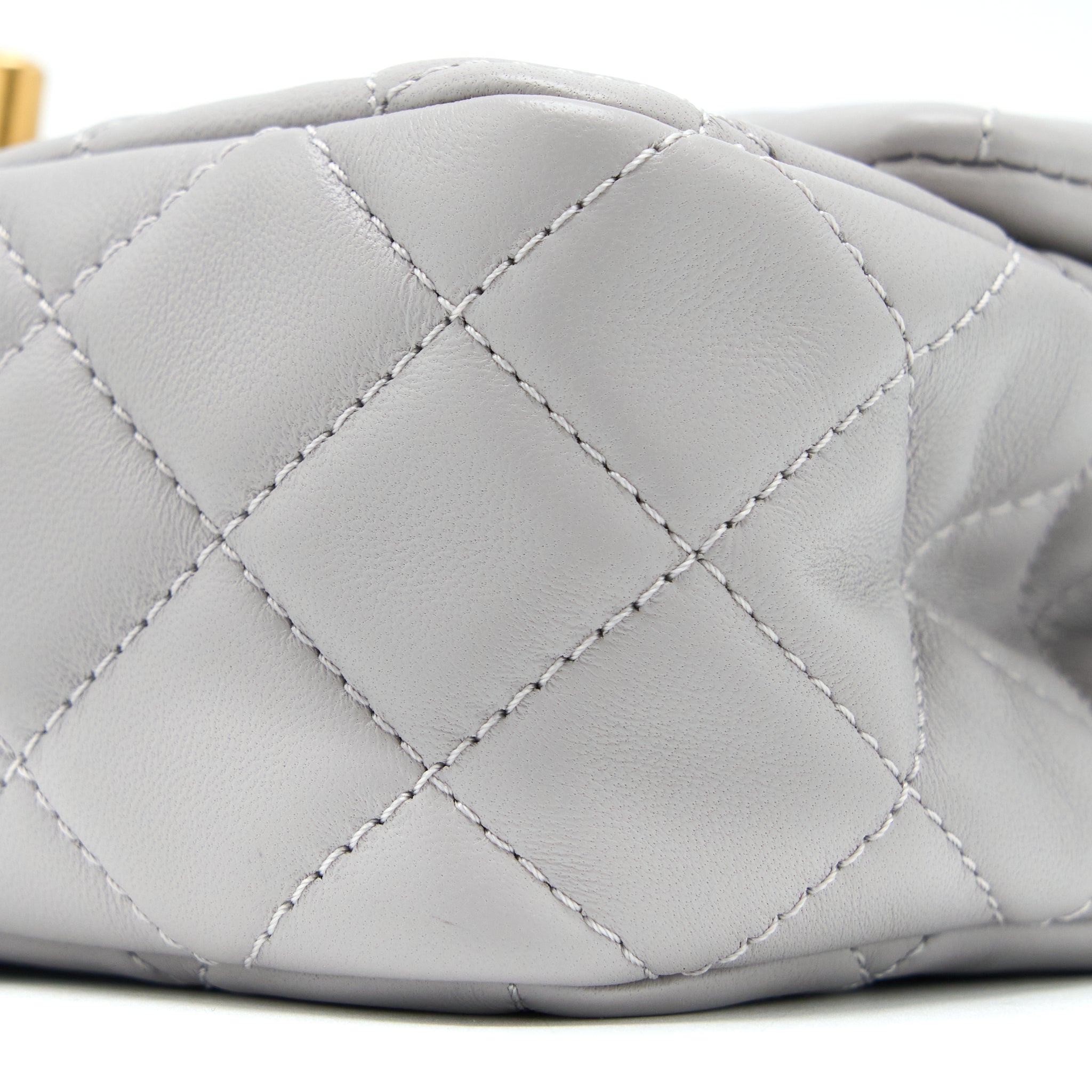 Chanel Pearl Crush Mini Rectangular Flap Bag Lambskin Light Grey Brushed GHW (Microchip) - Image 9